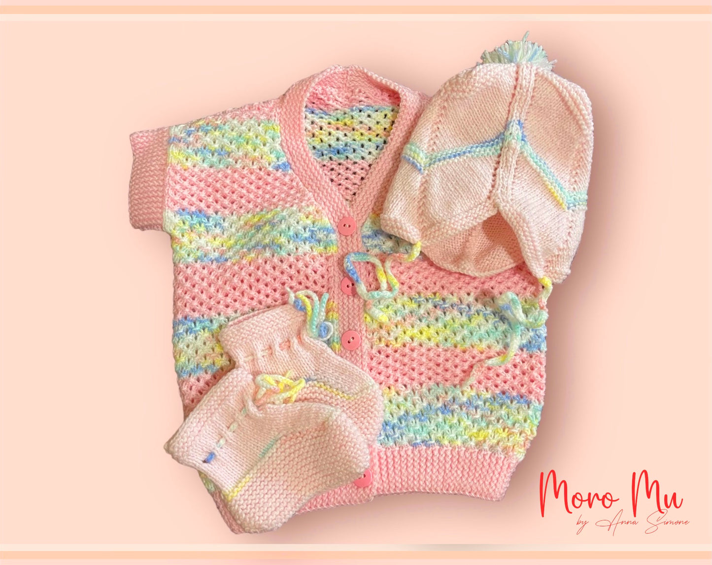 Cotton Candy Dreams Hand Knit Baby Set