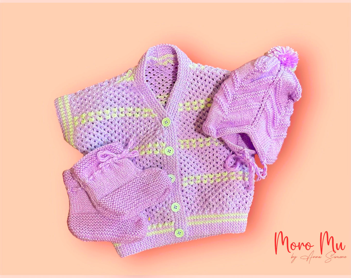 Lavender Dreams Hand Knit Baby Set