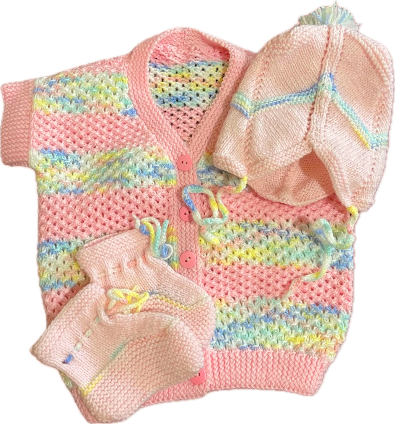 Cotton Candy Dreams Hand Knit Baby Set