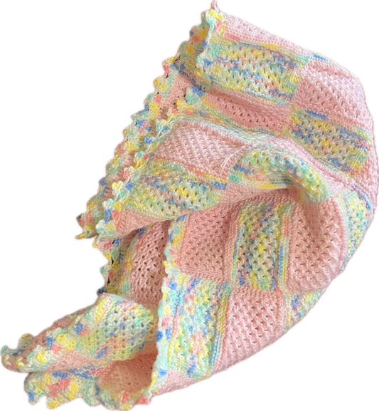 Pastel Dreams Hand Knit Baby Blanket